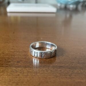 Silver Ring with Engraved Runes